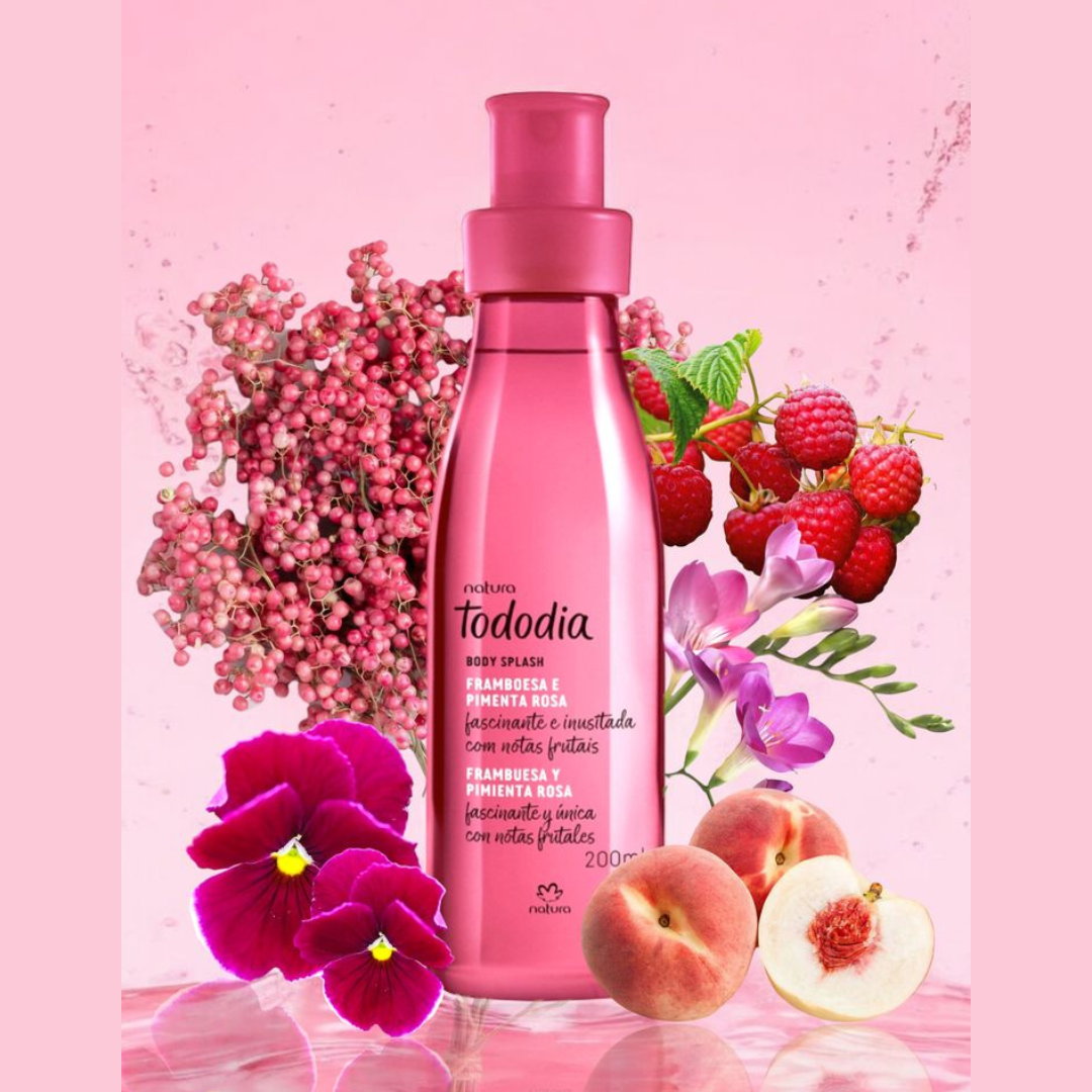Estuche Frambuesa y Pimienta Rosa Todo Día Crema 400ml + Body Splash 200 ML + Jábones x 2 90gr c/u