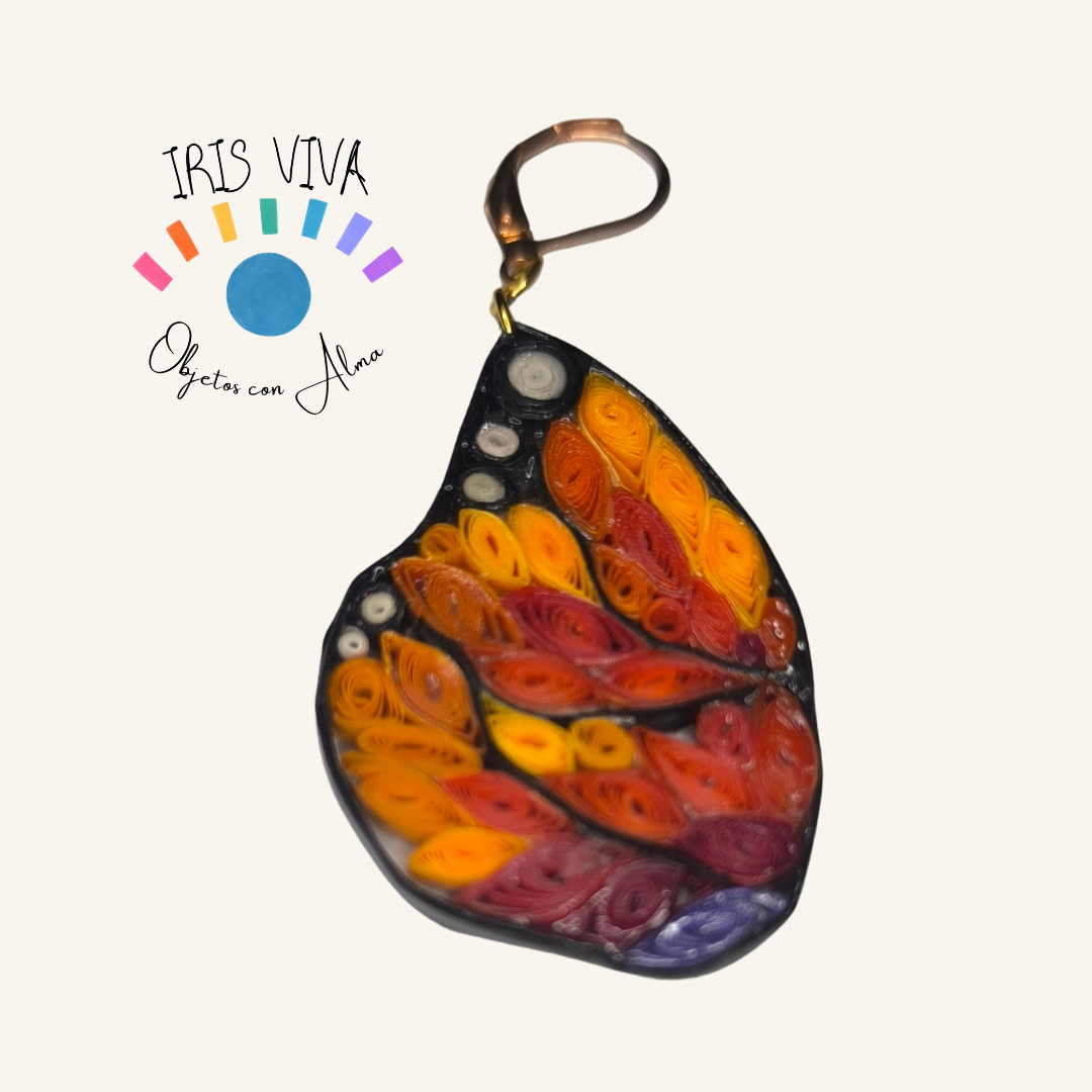 Colección Renacer - Aretes Sol de Mariposa - Iris Viva -  Filigrana 5x5cm