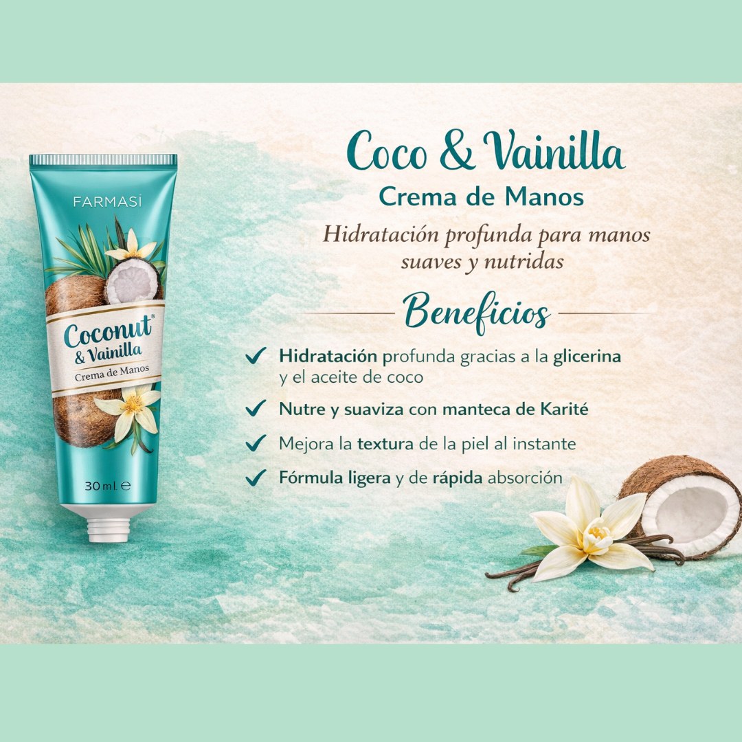Crema de Manos Coco y Vainilla – Farmasi – 30ml