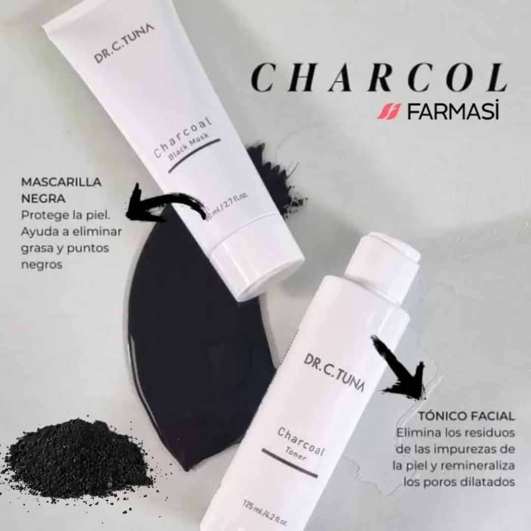 Estuche Charcoal Dr. C. Tuna – Mascarilla 80ml + Tónico 125ml – Carbón Activado