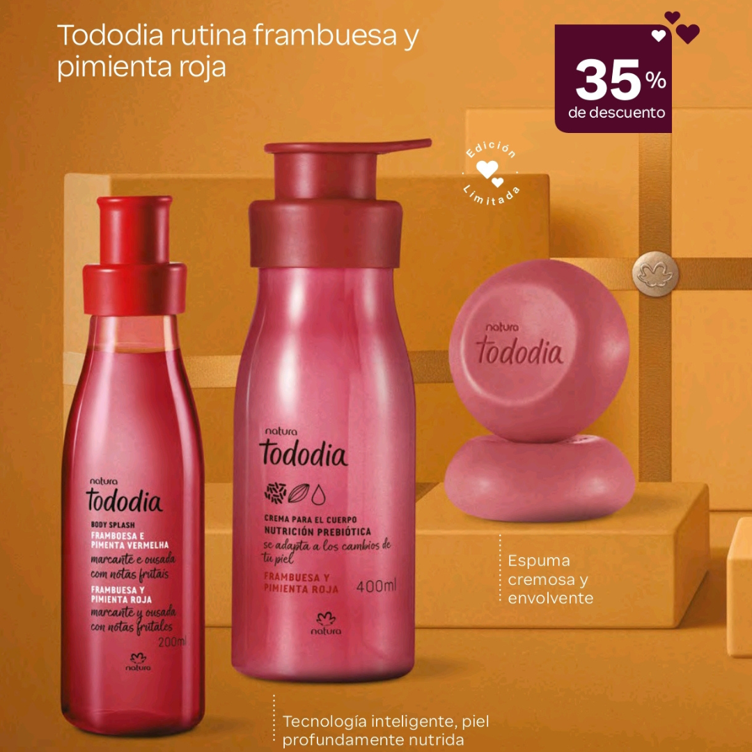 Estuche Frambuesa y Pimienta Rosa Todo Día Crema 400ml + Body Splash 200 ML + Jábones x 2 90gr c/u