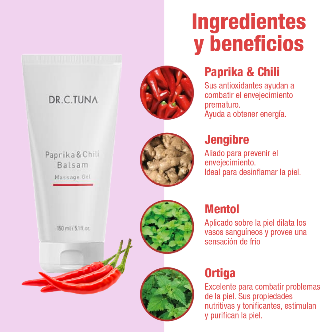 Gel de Masaje Bálsamo de Pimienta y Chile Dr. C. Tuna – 200ml