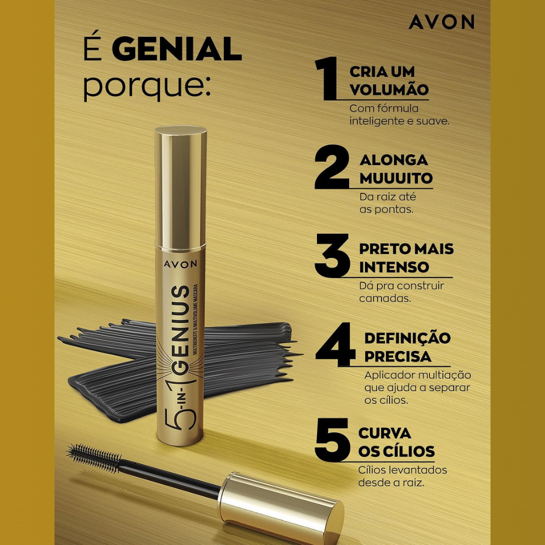Máscara de Pestañas 5 en 1 Genius – Avon – 10ml