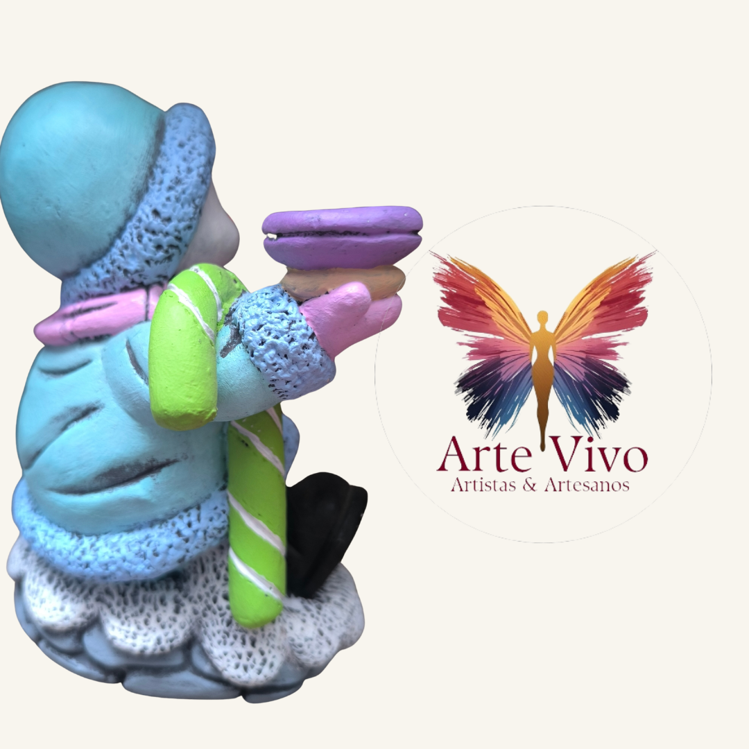 Muñeco de Nieve Agua Marino y Candelabro –  Arte Vivo - 15x18 cm