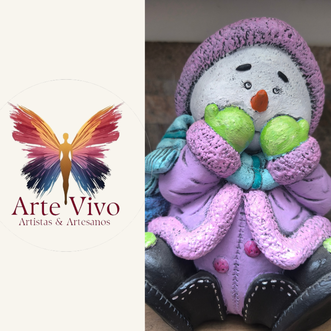 Muñeco de Nieve Traje Violeta Materita – Arte Vivo –  24x18 cm