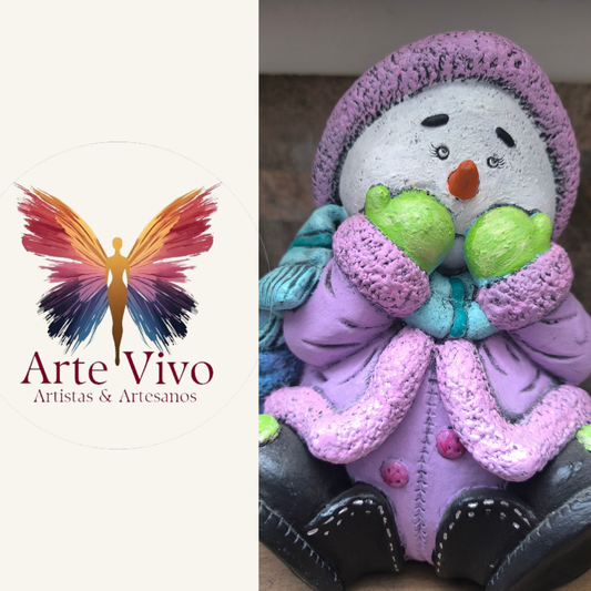 Muñeco de Nieve Traje Violeta Materita – Arte Vivo –  24x18 cm