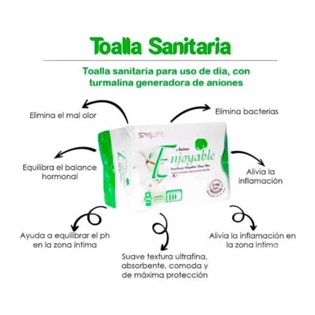 Toallas Higienicas Dia con Aniones de Turmalina - Smilife HGW - 10 Uds